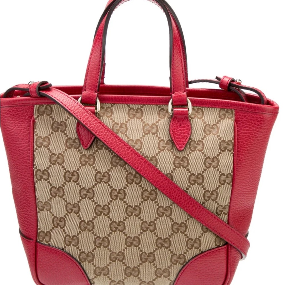 Gucci Red Leather and Monogram Canvas Bree Bag